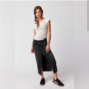 Free People Black Midi Skirt